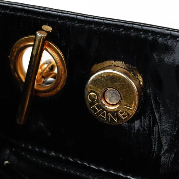Chanel Vintage Black Patent Gold Plated CCs Shoulder bag - Picture 12 of 15